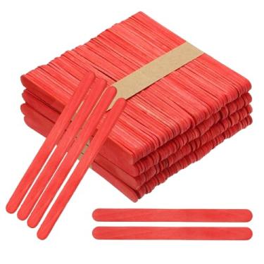 Imagem de PATIKIL Pacote com 200 bastões de artesanato, palitos de madeira de 11 cm para artesanato, sorvete, faça você mesmo, projetos de arte em casa, designs criativos, educação, vermelho