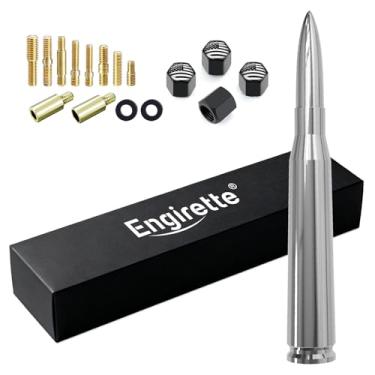 Imagem de Antena de bala cromada de caminhão de carro 50 Cal com tampas de haste de pneu para Ford F150 F250 F350 Super Duty Raptor Dodge RAM GMC Sierra Chevy Silverado 1500 2500 3500