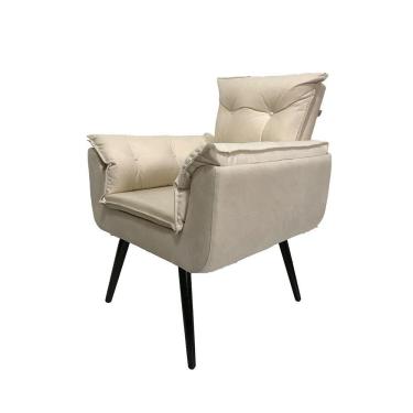 Imagem de Poltrona Opala Decorativa Suede - Bege - Cor: Bege