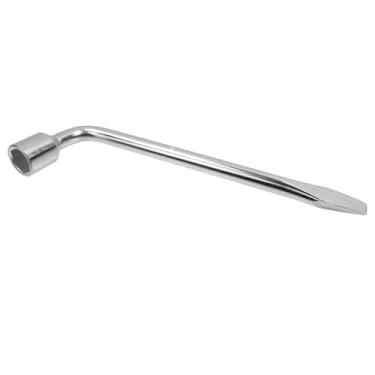 Imagem de Semetall Chave de pino de 21 mm para pneu sobressalente, ferramenta de troca de pneu 2 em 1 com extremidade de barra de alavanca ranhurada para reparo de carro e substituição de pneu, prata