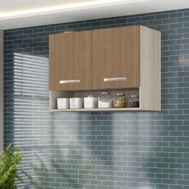 Imagem de Armario Aereo Cozinha 2 Portas 0,80 Cm Com Nicho Alice Elmo/marrom Hr Móveis