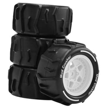 Imagem de simhoa Conjunto de 4 rodas e pneus de reposição para RC, modelo DIY profissional e para Granite Grom na escala 1/18, Branco