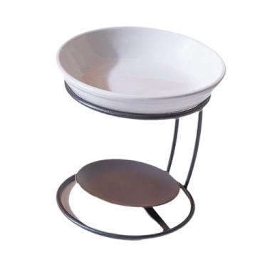 Imagem de IEUDNS Queimador de óleos Essenciais de Cerâmica com Estrutura Metálica, Difusor de óleos Essenciais, Queimador de Cera de Cerâmica, Aquecedor de Cera para Q, Preto