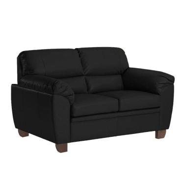 Imagem de Sofá 2 Lugares Pés Em Madeira Nauru Couro Preto Gran Belo
