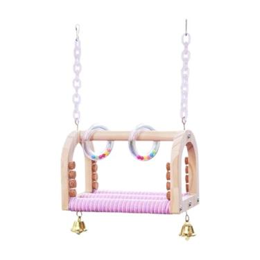Imagem de Ｂｅｓｇａ Brinquedos de balanço para papagaios, balanços pendurados, poleiro de madeira, gaiola para pássaros, brinquedos de mastigação em pé para periquitos,