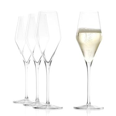 Imagem de Conjunto de 4 taças de champanhe quatrófilos - taças de champanhe - taças de champanhe para vinho espumante e prosecco - taças de champanhe de cristal feitas na Alemanha - Resistente à lava-louças e a