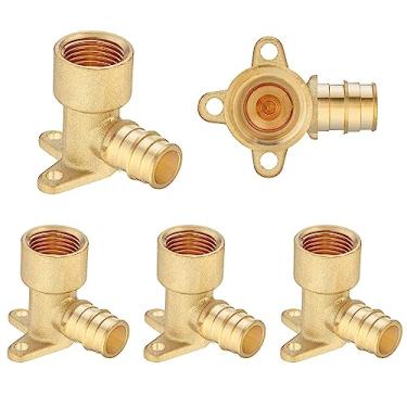Imagem de (Pacote com 5) Adaptador PEX Lidertik 1/2 Drop Ear Elbow PEX, 1/5.1 cm PEX ASTM F1960 para 1/5.1 cm NPT fêmea adaptador rosqueado conexão de encanamento de latão, apenas para instalação de expansão de