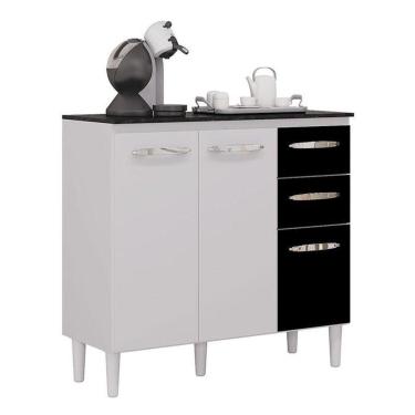 Imagem de Balcão De Cozinha Isadora Branco Preto - Poquema