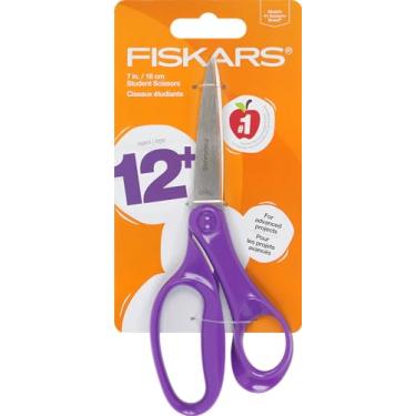 Imagem de Fiskars Tesoura de estudante de 18 cm para crianças de 12 a 14 anos, tesoura para escola ou artesanato, material de volta às aulas, roxo