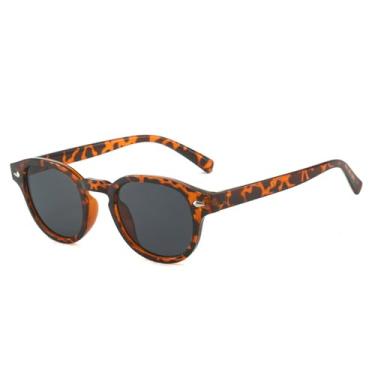 Imagem de Óculos de Sol Oval Masculino com Rebites, Lentes Transparentes com Degradê Oceano, Proteção UV400, Ideal para Esportes ao Ar Livre, Corrida e Ciclismo, Estampa de Leopardo Cinza