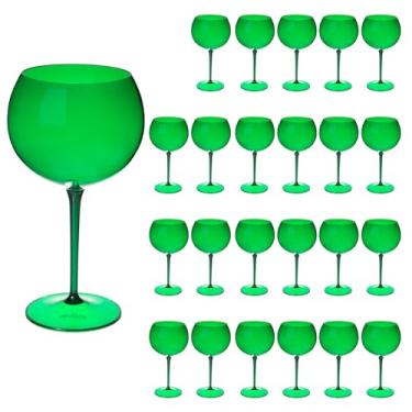 Imagem de Taça De Gin Curves 600ml Kit 24un Acrílico Alto Padrão (VERDE ESMERALDA)