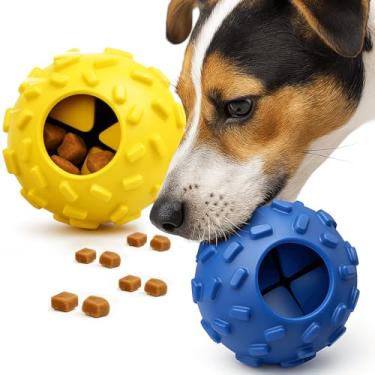 Imagem de ZHIERDE Brinquedo de borracha para cães – Brinquedo de dentição para cães pequenos e médios, bola interativa para cães ao ar livre, brinquedo de borracha natural durável para brincar sozinho e
