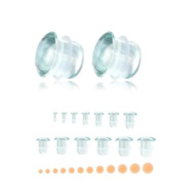 Imagem de 6ixGosh Kit de alongamento de orelha de vidro, 4 peças, pêssego/pele tom de pele de silicone, alargador simples/duplo, calibres de vidro liso para uso diário, expansor de brinco, esticador, 7/8"(22mm