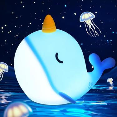 Imagem de Ammonite Luz noturna para berçário, lindo candeeiro de cavalo de silicone para crianças, luz noturna de berçário de silicone macio, lâmpada de toque de LED USB, decoração de quarto como presente de