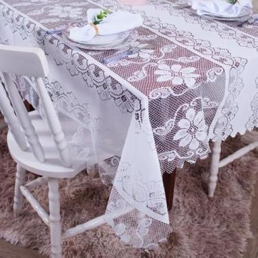 Imagem de Toalha Para Mesa RETANGULAR 06 Cadeiras Renda Jcm 2,00 X 1,40 Cm. DESENHO PODE SER DIFERENTE.(BRANCA)