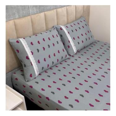 Imagem de Jogo de Lençol de Malha Casal 3 peças Estampado 100% Algodão Elástico Fronha c/Zíper(Modelo - 8)