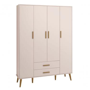 Imagem de Guarda-roupa Retrô 4 Portas Isis Rosa Fosco - Moveisaqui