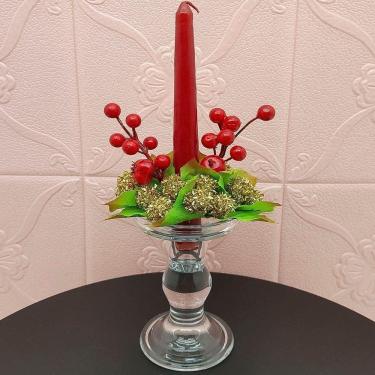 Imagem de Castiçal Aparador Porta Vela Arranjo Centro Mesa Natal 30cm A