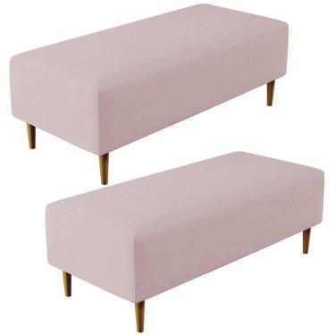 Imagem de Kit 02 Puffs Bali W01 Pés Palito 120x50 Cm Suede Rosê