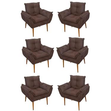 Imagem de Kit 06 Sofás 1 Lugar De Luxo Opala Sala, Quarto Suede Cor:marrom