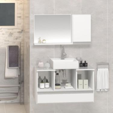 Imagem de Conjunto Gabinete Venus 80cm Branco Inteiro