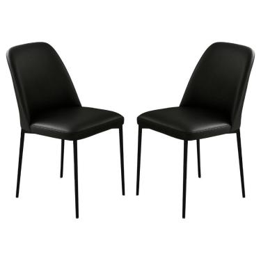 Imagem de Conjunto 2 Cadeiras Londres Couro Preto Metal Preto