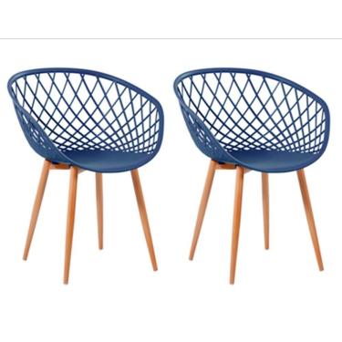 Imagem de Kit 2 Cadeiras Monaco C- Assento Em Polipropileno E Base Em Aço Fratini Azul Marinho