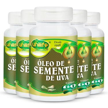 Imagem de Kit 5 óleo De Semente De Uva 1200mg 60 Cápsulas Unilife