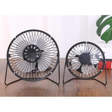 Imagem de Mini ventilador de mesa USB de 10 cm, ventilador de refrigeração pessoal, pequeno circulador de ar com base estável de operação silenciosa para dormitório de carro de escritório em casa (preto)