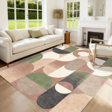 Imagem de Castage Tapetes de área 12 x 18 cm, tapete lavável moderno para sala de estar, quarto, grande, retrô, laranja, geométrico, antiderrapante, para cozinha, sala de jantar