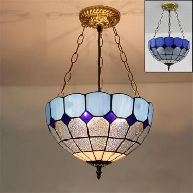 Imagem de Luminária pendente contemporânea de vidro colorido com LED, estilo americano luxuoso e criativo, para sala de estar, restaurante, quarto, hotel, casa de campo, corredor, café, bar ou escada