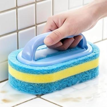 Imagem de Escova de limpeza com alça, limpador de chuveiro multiuso e limpador de escova de vaso sanitário, aderência ergonômica para limpeza de banheira, argamassa de azulejo, escovas de cozinha para esfregar