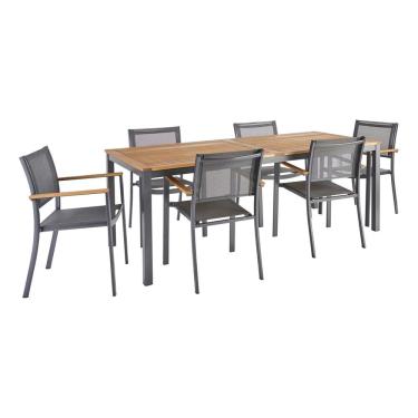 Imagem de Conjunto De Jardim Aluminio Cinza 7 Pecas Mesa E 6 Cadeiras