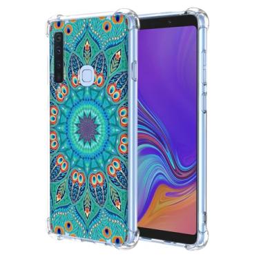 Imagem de WEIOUHR Capa para Galaxy A9 2018 Samsung A9 2018 Capa protetora de TPU macio transparente, design em relevo verde, resistente a arranhões, proteção leve, para Samsung Galaxy A9 2018 (verde pavão)