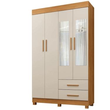 Imagem de Guarda Roupa New Copacabana 4 Portas 2 Gavetas 5 Prateleiras Cinamomo Off