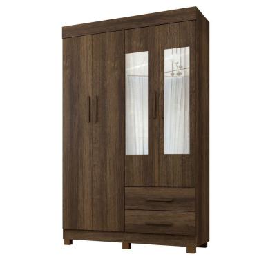 Imagem de Guarda Roupa New Copacabana 4 Portas 2 Gavetas 5 Prateleiras Imbuia
