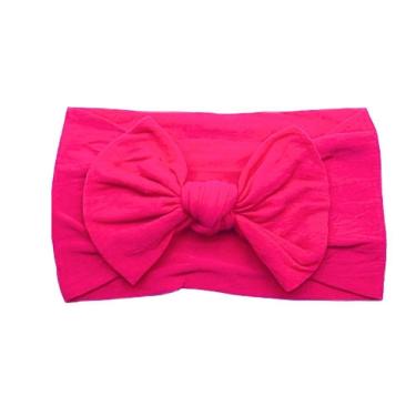 Imagem de Laços De Cabelo Infantil Menina Turbantes De Bebê Fixa Grossa Rosa Neon