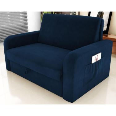 Imagem de Sofá Cama Com Baú 2 Lugares Harry Suede Azul