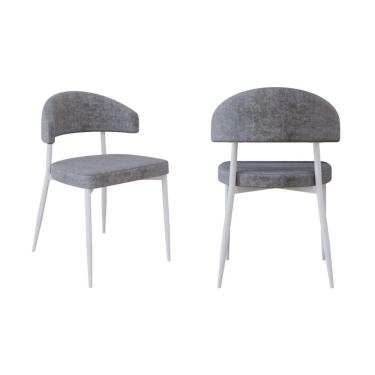 Imagem de 2 Unidades Cadeira Bless Fixa C/4 Pés 53 X 55 X 78cm Pés Brancos. Lautrec Cinza Lautrec Cinza