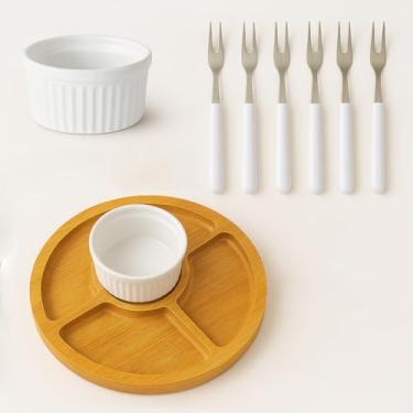 Imagem de Kit Petisqueira - Opções: Apenas Tábua, Tábua+Garfos ou Completo (c/Ramequim) - Bandeja Bambu 29cm(Kit Completo Gamela 19cm)