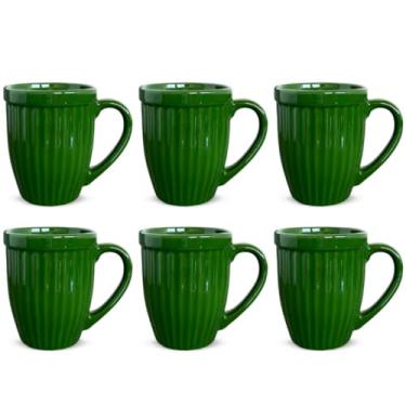 Imagem de Jogo de Xicara, Kit 6 Canecas Xicaras de Ceramica Mesa Posta Linha Italia Colors 12 Cores Disponiveis 390ml(VERDE,2ª LINHA OUTLET)