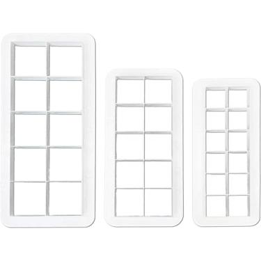 Imagem de Conjunto de 3 peças de cortadores de biscoito quadrado branco, cortador geométrico multicutor de bolo, cortadores de biscoito quadrados, 3 tamanhos, decoração de bolo, segurança, fácil de armazenar