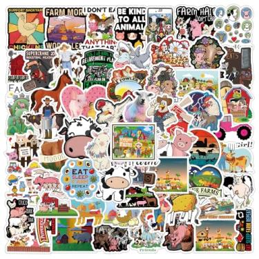 Imagem de 62Pcs Farm Animals Stickers Pack, Aesthetic Cartoon Cute Vinyl Waterproof Decals for Water Bottle,Laptop,Phone,Skateboard,Scrapbooking,Bumper for Kids Teens Adults Fans for Party Supply