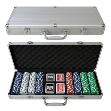 Imagem de Maleta De Poker Jogo 500 Fichas Sem Numeração Baralho Dados