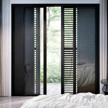 Imagem de Porta de Alumínio Balcão de Correr Central Flex 214,5x200cm Lucasa Eccellente Preto