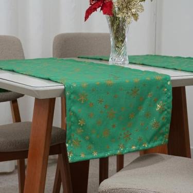 Imagem de Caminho de Mesa Natalino, Oxford 100% Poliéster, 130 x 40 cm, Decorativo para Festas, Estampa Sofisticada Flocos de Neve