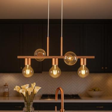 Imagem de Luminária de teto Pendente Rubis 5 Lâmpadas Moderno Industrial (Estilo Jabuticaba) (Rose Gold)