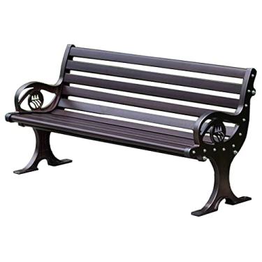 Imagem de TRGCJGH Banco de jardim ao ar livre, banco de pátio e parque de estacionamento de metal fundido cadeiras de sofá para varanda banco de móveis bancos de memorial (150 cm/59 pol, preto)