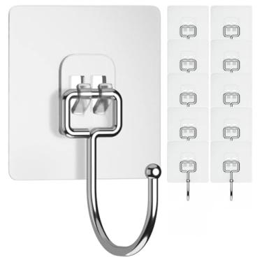 Imagem de Ganchos adesivos para pendurar ganchos de parede resistentes ganchos de toalha autoadesivos ganchos impermeáveis para banheiro chuveiro cozinha chaves porta ao ar livre gancho utilitário para melhoria