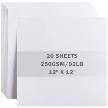 Imagem de 20 folhas de cartolina branca em relevo 30,5 cm x 30,5 cm cartolina 250 g/m² de espessura para Cricut, scrapbook, artesanato, fabricação de cartões UAP34DW20